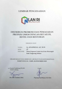 Distribusi Promosi Dan Pemasaran Produk UMKM Dengan Retailer, Hotel Dan Restoran (Dinas Koperasi Usaha Kecil dan Menengah Kota Tangerang Selatan)