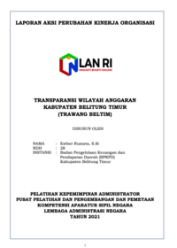 Trawang Beltim; Transparansi Wilayah Anggaran Kabupaten Belitung Timur (Badan Pengelolaan Keuangan dan Pendapatan Daerah - BPKPD)