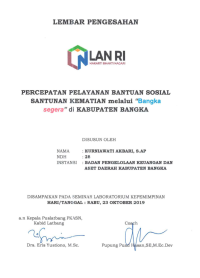 Percepatan Pelayanan Bantuan Sosial Santunan Kematian Melalui Bangka Segera Di Kabupaten Bangka (Badan Pengelolaan Keuangan dan Aset Daerah) (TERBAIK)