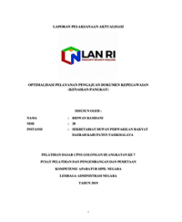 Optimalisasi Pelayanan Pengajuan Dokumen Kepegawaian (Kenaikan Pangkat) (Sekretariat Dewan Perwakilan Rakyat Daerah Kabupaten Tasikmalaya)