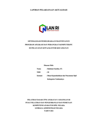 Optimalisasi Pemeliharaan/Maintenance Program Aplikasi Dan Perangkat Komputer/PC Di Pelayanan Ktp-El Kantor Kecamatan - Dinas Kependudukan dan Pencatatan Sipil Kabupaten Tasikmalaya