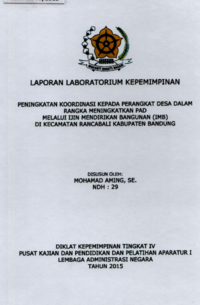 Peningkatan Koordinasi Kepada Perangkat Desa Dalam Rangka Meningkatkan PAD Melalui Ijin Mendirikan Bangunan (IMB) Di Kecamatan Rancabali Kabupaten Bandung