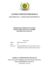 Sinkronisasi Pembangunan Desa Menuju Desa Maju Dan Mandiri Di Kabupaten Sanggau (Dinas Pemberdayaan Masyarakat dan Pemerintahan Desa)