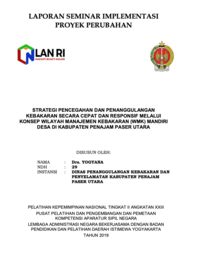 Strategi Pencegahan Dan Penanggulangan Kebakaran Secara Cepat Dan Responsif Melalui Konsep Wilayah Manajemen Kebakaran (WMK) Mandiri Desa Di Kabupaten Penajam Paser Utara (Dinas Penanggulangan Kebakaran Dan Penyelamatan)