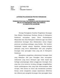 Strategi Peningkatan Kualitas Pengelolaan Keuangan Desa Melalui Standarisasi Penilaian Kinerja Di Kabupaten Sukabumi - Dinas Pemberdayaan Masyarakat dan Desa Kabupaten Sukabumi
