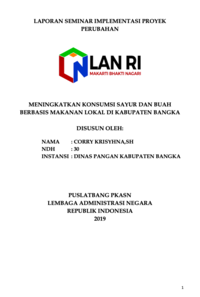 Meningkatkan Konsumsi Sayur Dan Buah Berbasis Makanan Lokal Di Kabupaten Bangka (Dinas Pangan)