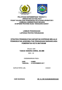 Strategi Peningkatan Kapasitas Koperasi Melalui Peningkatan Aksesibilitas Pengadaan Barang/Jasa Pemerintah Kota Mataram (Dinas Perindustrian Koperasi dan UMKM Kota Mataram)