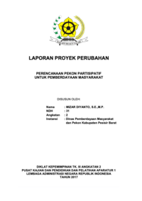 Perencanaan Rekon Partisipatif Untuk Pemberdayaan Masyarakat (Dinas Pemberdayaan Masyarakat Dan Pekon Kabupaten Pesisir Barat)