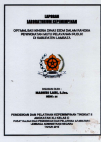 Optimalisasi Kinerja Dinas ESDM Dalam Rangka Peningkatan Mutu Pelayanan Publik Di Kabupaten Lambata (Dinas Energi dan Sumer Daya Mineral)