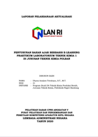 Penyusunan Bahan Ajar Berbasis E-Learning Praktikum Laboratorium Teknik Kimia 1 Di Jurusan Teknik Kimia Politeknik Negeri Bandung