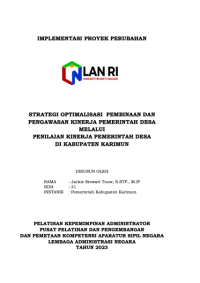 Strategi Optimalisasi Pembinaan Dan Pengawasan Kinerja Pemerintah Desa Melalui Penilaian Kinerja Pemerintah Desa Di Dinas Pemberdayaan Masyarakat dan Desa Kabupaten Karimun