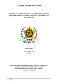 Pembangunan Sistem Informasi Manajemen Posyandu Mini (Simponi) Kelurahan Cigadung Kecamatan Cibeunying Kaler Kota Bandung