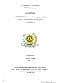 PADU SERASI; Keterpaduan Perencanaan Pembangunan melalui Sistem Informasi Infrastruktur dan Spatial di Kota Bandung (Badan Perencanaan Pembangunan Penelitian dan Pengembangan Daerah - Bappelitbang Kota Bandung)