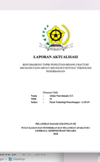 Benchmarking Topik Penelitian Bidang Fracture Mechanics Dan Impact Mechanics Di Pusat Teknologi Penerbangan (Lembaga Penerbangan dan Antariksa Nasional )