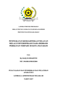 Peningkatan Kesejahteraan Nelayan Melalui Diversifikasi Usaha Berbasis Perikanan Terpadu Di Kota Mataram (Dinas Perikanan Kota Mataram)