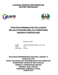 Strategi Peningkatan Pelayanan Belanja Pegawai Melalui Kemitraan Dengan Stakeholder (POLRI)