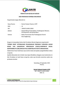 PONJEN EMAS; Optimalisasi Pelaksanaan Program Tanggung Jawab Sosial dan Lingkungan Perusahaan (TJSLP(/Corporate Social Responsibility (CSR) Dengan Pola Kemitraan di Badan Perencanaan dan Pembangunan Daerah (Bappeda) Kota Singkawang