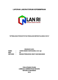 Optimalisasi Produktivitas Pengujian BPOM Palangka Raya