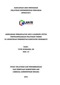 Akselerasi Pemanfaatan Aplikasi Pengembangan Kompentensi Aparatur E-LEARNING (APK E-LEARNING) untuk Penyelenggaraan Pelatihan Teknis di Lingkungan Pemerintah Kabupaten Indramayu - Badan Kepegawaian dan Pengembangan Sumber Daya Manusia - BKPSDM (TERBAIK 3)