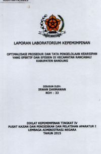 Optimalisasi Prosedur dan Tata Pengelolaan Kearsipan Yang Efektif dan Efesien Di Kecamatan Rancabali Kabupaten Bandung