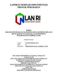 Strategi Peningkatan Kapasitas Dinas Kominfo Melalui Revitalisasi Tata Kelola E-Government Di Kabupaten Lombok Utara (Dinas Komunikasi dan Informatika)