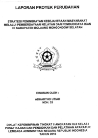Strategi Peningkatan Kesejahtraan Masyarakat Melalui Pemberdayaan Nelayan Dan Pembudidaya Ikan Di Kabupaten Bolaang Mongondow Selatan (Dinas Kelautan dan Perikanan)