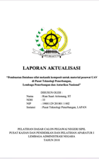 Pembuatan Database Sifat Mekanik Komposit Untuk Material Pesawat UAV Di Pusat Teknologi Penerbangan, Lembaga Penerbangan dan Antariksa Nasional (Lembaga Penerbangan dan Antariksa Nasional )