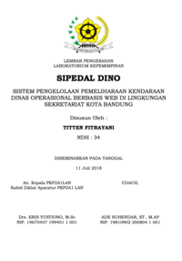 Sistem Pengelolaan Pemeliharaan Kendaraan Dinas Operasional Berbasis Web Di Lingkungan Sekretariat Daerah Kota Bandung