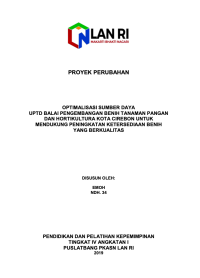 Optimalisasi Sumber Daya UPTD Balai Pengembangan Benih Tanaman Pangan Dan Hortikultura Kota Cirebon Untuk Mendukung Peningkatan Ketersediaan Benih Yang Berkualitas (Dinas Pangan Pertanian Kelautan dan Perikanan Kota Cirebon)