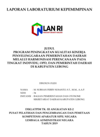 Program Peningkatan Kualitas Kinerja Penyelenggaraan Pemerintahan Daerah Melalaui Harmonisasi Penencanaan Pada Tingkat Individu, OPD, Dan Pemerintah Daerah Di Kabupaten Lebong (Bagian Pemerintahan dan Otonomi Sekretariat Daerah)