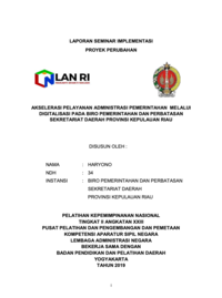 Akselerasi Pelayanan Administrasi Pemerintahan Melalui Digitalisasi Pada Biro Pemerintahan Dan Perbatasan Sekretariat Daerah Provinsi Kepulauan Risu