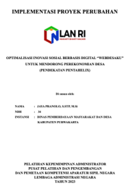 Optimalisasi Inovasi Sosial Berbasis Digital WEBDESAKU Untuk Mendorong Perekonomian Desa (Pendekatan Pentahelix) Dinas Pemberdayaan Masyarakat Dan Desa Kabupaten Purwakarta