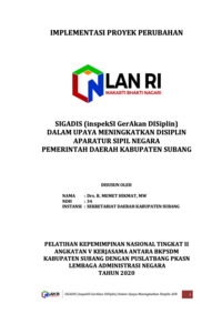 SIGADIS (Inspeksi Gerakan Disiplin) Dalam Upaya Meningkatkan Disiplin ASN Pemerintah Daerah Kabupaten Subang - Sekretariat Daerah Kabupaten Subang
