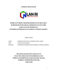 Pembuatan Modul Praktik Keperawatan Keluarga Di Program Studi Sarjana Keperawatan Dan Ners Fakultas Ilmu Kesehatan Universitas Pembangunan Nasional Veteran Jakarta