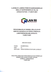 Pengembangan Model Pelayanan Khusus Kesehatan Peduli Remaja (AHOYDINKESKABLANGKAT) Tahun 2019 Dinas Kesehatan (TERBAIK)