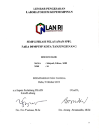 Simplifikasi Pelayanan SPPL Pada DPMPTSP Kota Tanjungpinang (Dinas Penanaman Modal Dan Pelayanan Terpadu Satu Pintu)