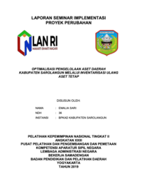 Optimalisasi Pengelolaan Aset Daerah Kabupaten Sarolangun Melalui Inventarisasi Ulang Aset Tetap (Badan Pengelola Keuangan dan Aset Daerah)
