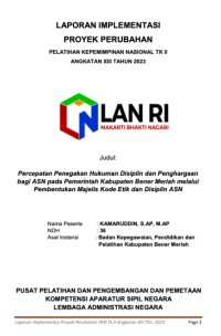 Percepatan Penegakan Hukuman Disiplin Dan Penghargaan Bagi ASN Pada Pemerintah Kabupaten Bener Meriah Melalui Pembentukan Majelis Kode Etik Dan Disiplin ASN (Badan Kepegawaian Pendidikan dan Pelatihan)