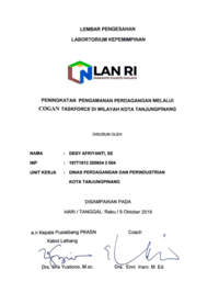 Peningkatan Pengamanan Perdagangan Melalui Cogan Taskforce Di Wilayah Kota Tanjungpinang (Dinas Perdagangan dan Perindustrian)