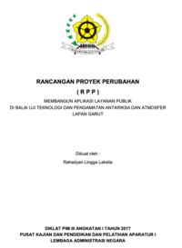 Membangun Aplikasi Layanan Publik Di Balai Uji Teknologi Dan Pengamatan Antariksa Dan Atmosfer Lembaga Penerbangan dan Antariksa Nasional (LAPAN) Garut
