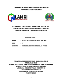 Strategi Mitigasi Bencana Alam Di Lingkungan Sespim Lemdiklat Polri Dalam Rangka Tanggap Bencana (Sespimma Sespim Lemdiklat Polri)