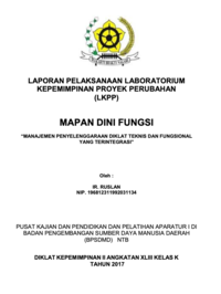 Mapan Dini Fungsi (Manajemen Penyelenggaraan Diklat Teknis dan Fungsional Yang Terintegrasi) (Badan Kepegawaian Daerah dan Pengembangan Sumber Daya Manusia Kabupaten Dompu)