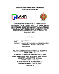 Strategi Pengembangan Kompetensi Sumber Daya Manusia Melalui Manajemen Kediklatan Berbasis Teknologi Informasi Di Lingkungan Pemerintah Kabupaten Sarolangun (Badan Kepegawaian Dan Pengembangan Sumber Daya Manusia)