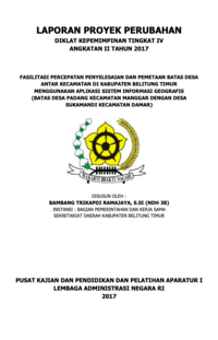 Fasilitas Percepatan Penyelesaian Dan Pemetaan Batas Desa Antar Kecamatan Di Kabupaten Belitung Timur Menggunakan Aplikasi Sistem Informasi Geografis (Batas Desa Padang Kecamatan Manggar Dengan Desa Sukamandi Kecamatan Damar) (Bagian Pemerintahan dan Kerjasama Sekretariat Daerah Kabupaten Belitung Timur