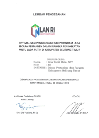 Optimalisasi Penggunaan Bak Perendam Lada Secara Permanen Dalam Rangka Peningkatan Mutu Lada Putih Di Kabupaten Belitung Timur (Dinas Pertanian dan Pangan Kabupaten Belitung Timur)