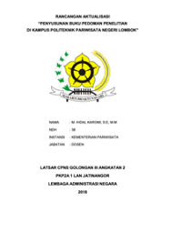 Penyusunan Buku Pedoman Penelitian Di Kampus Politeknik Pariwisata Negeri Lombok (Kementerian Pariwisata)