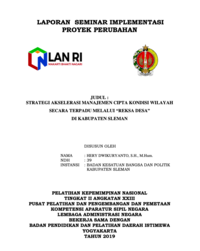 Strategi Akselerasi Manajemen Cipta Kondisi Wilayah Secara Terpadu Melalui REKSA DESA Di Kabupaten Sleman (Badan Kesatuan Bangsa Dan Politik)