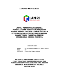 Penyusunan Rencana Pembelajaran Semester (RPS) Mata Kuliah Bahasa Inggris Teknik Program Studi Pendidikan Teknik Informatika Komputer Di Fakultas Teknik Universitas Negeri Jakarta