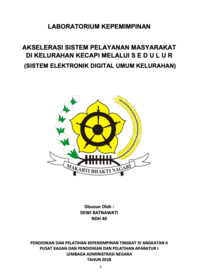 Akselerasi Sistem Pelayanan Masyarakat Di Kelurahan Kecapi Kota Cirebon Melalui SEDULUR (Sistem Elektronik Digital Umum Kelurahan)