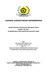 Sistem Kontrol Penggunaan Kendaraan Dinas Dengan IBU KELI Di Sekretariat DPRD Kabupaten Belitung Timur